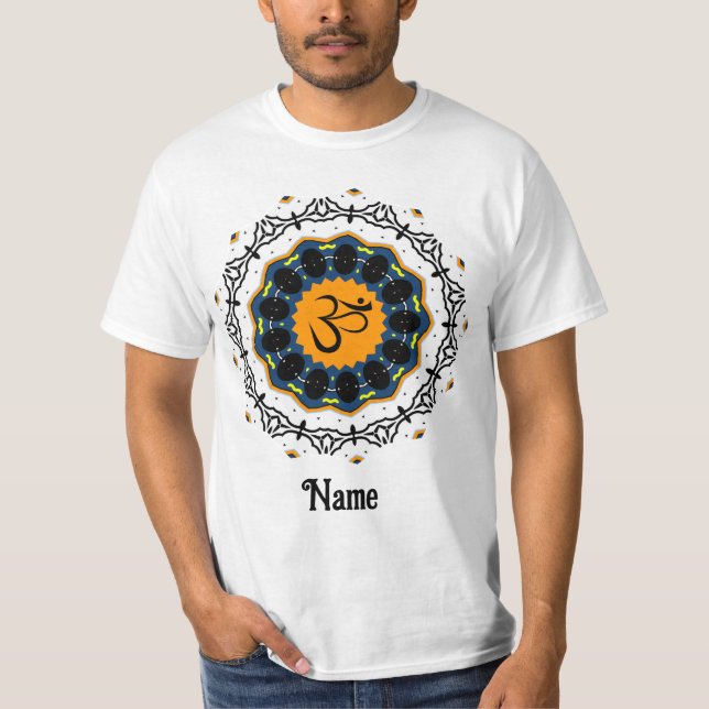 Camiseta Símbolo Espiritual Mandala Yoga Om Blue Personaliz (Frente)