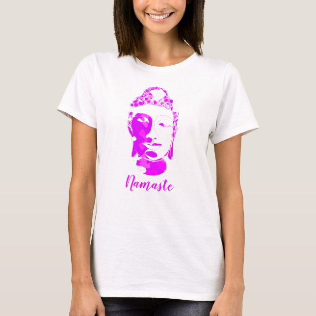 Camiseta Símbolo Espiritual Rosa e Branco - Buda desenhado  (Frente)