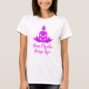 Camiseta Símbolo Espiritual Rosa e Branco Lotus Yoga
