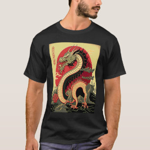 Camiseta Símbolo Estético Japonês Dragão Vermelho Kanji Jap