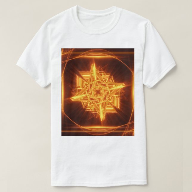 Camiseta símbolo estrela dourada de fogo (Frente do Design)