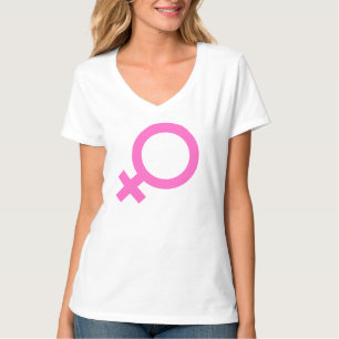 Camiseta Símbolo Feminino Rosa Ícone Feminista Minimalista 