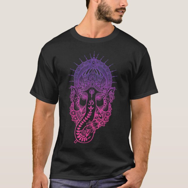 Camiseta Símbolo Ganesh Yoga Hindu ElephMen Medita (Frente)