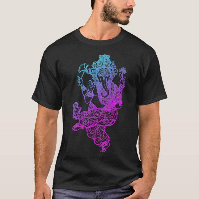 Camiseta Símbolo Ganesh Yoga Hindu ElephMen Medita (Frente)