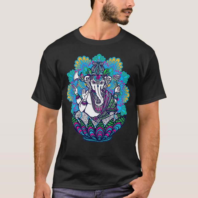 Camiseta Símbolo Ganesh Yoga Hindu Men Meditação Mand (Frente)