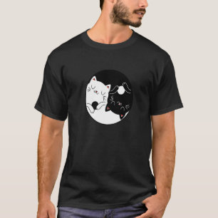 Camiseta Símbolo gato gatos branco preto ioga yin e yang