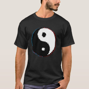 Camiseta Símbolo Glitch Yin e Yang Taoísmo Budismo Chinês