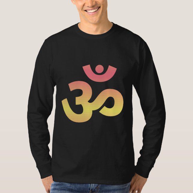 Camiseta Símbolo índio Om Yoga com cores originais Savasan (Frente)