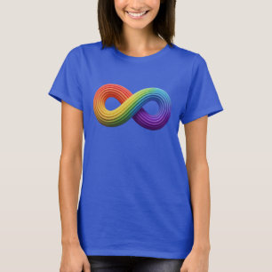 Camiseta Símbolo Infinito Arco-Íris 3D Autismo Neurodiversi