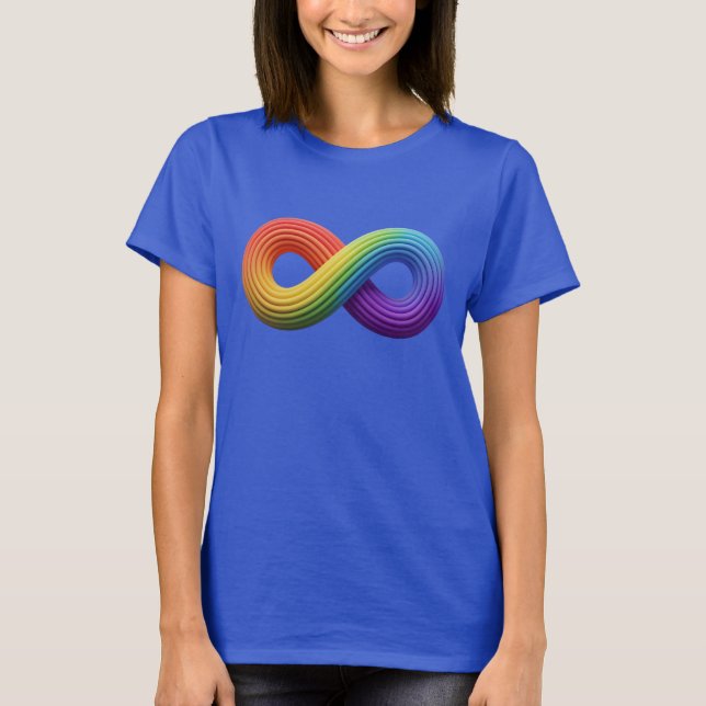 Camiseta Símbolo Infinito Arco-Íris 3D Autismo Neurodiversi (Frente)