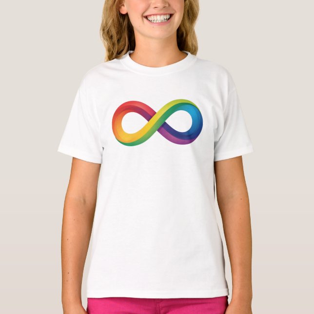 Camiseta Símbolo Infinito Arco-Íris Autismo ADHD Neurodiver (Frente)