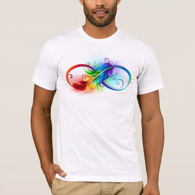 Camiseta Símbolo Infinito com Pena Arco-Íris (Frente)