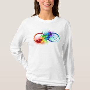 Camiseta Símbolo Infinito com Pena Arco-Íris
