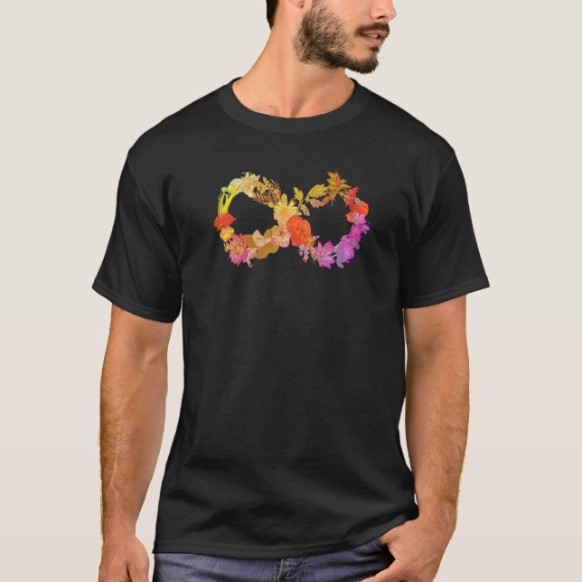 Camiseta Símbolo Infinito de Neurodiversidade Floral Autism (Frente)