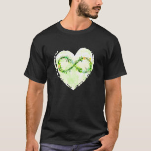 Camiseta Símbolo Infinito Floral com Fundo de Aquarela Verd