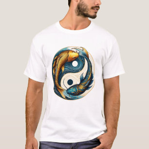 Camiseta Símbolo Japonês Yin Yang Peixe Koi
