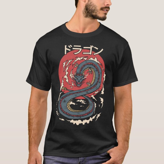 Camiseta Símbolo Kanji Aestético do Dragão Japonês Tatto (Frente)