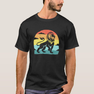 Camiseta Símbolo Leão Majestoso Retro Vintage Lion Sunset L