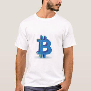 Camiseta Símbolo legal do azul 3D Bitcoin
