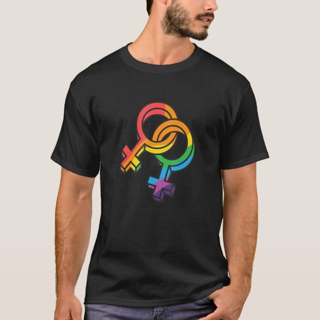 Camiseta Símbolo LGBTQ Igualdade de Orgulho Accept LGBT Com (Frente)