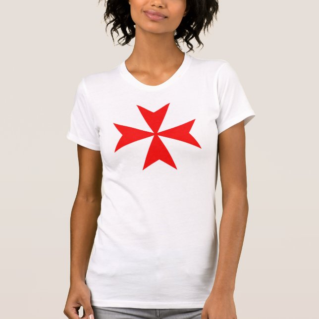 Camiseta símbolo malta templar tricota vermelho cruz (Frente)