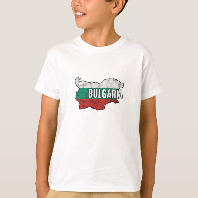 Camiseta Símbolo Mapa Patriótico da Bandeira Búlgara (Frente)