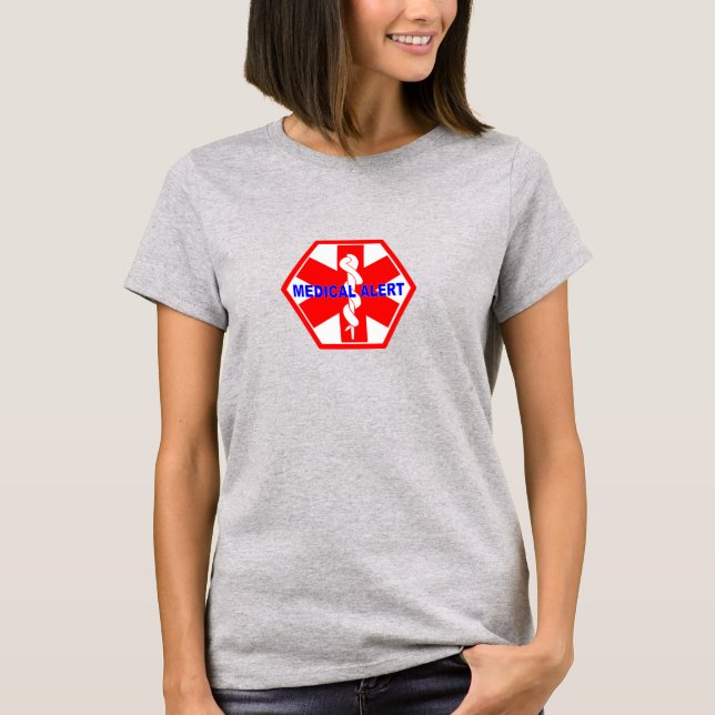 CAMISETA SÍMBOLO MÉDICO DA IDENTIFICAÇÃO DO ALERTA (Frente)