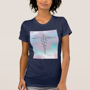 Camiseta Símbolo Médico de Prata Caduceus - Mãe Pérola
