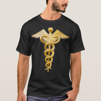 Camiseta Símbolo Médico Dourado Caduceus