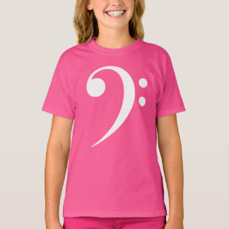 Camiseta Símbolo Musical de Clave de Fá em Branco para Aman