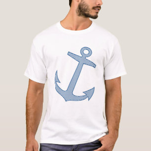 Camiseta Símbolo náutico da âncora marinha gancho azul Ma