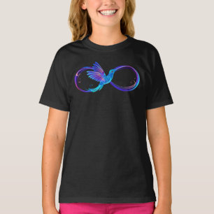 Camiseta Símbolo Neon Infinity com Hummingbird brilhante