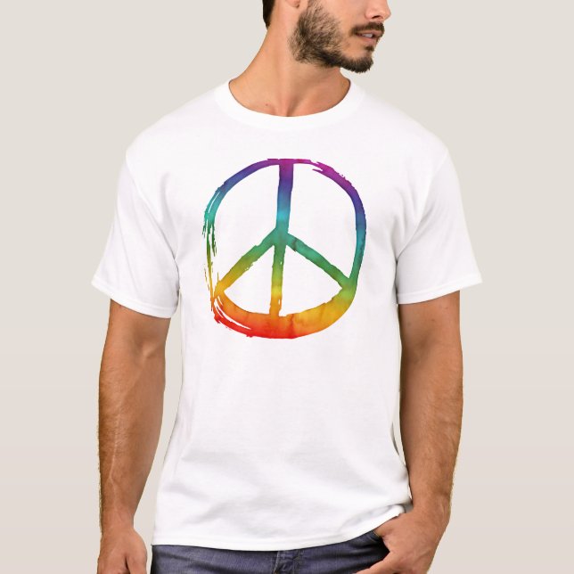Camiseta Símbolo PEACE - Sem guerra Hippie Tie-Dye dos anos (Frente)
