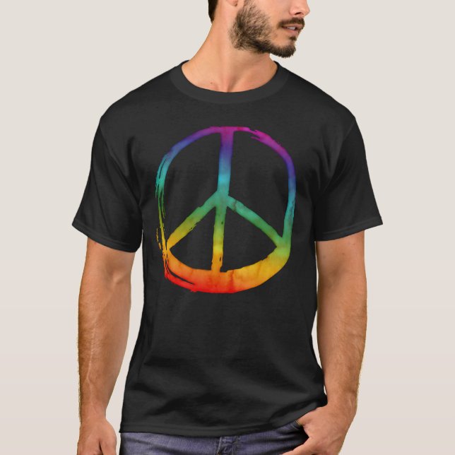 Camiseta Símbolo PEACE - Sem guerra Hippie Tie-Dye Love (Frente)