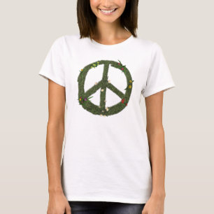 Camiseta Símbolo PEACE Sinal de Grass Daisy Flowers Hippie