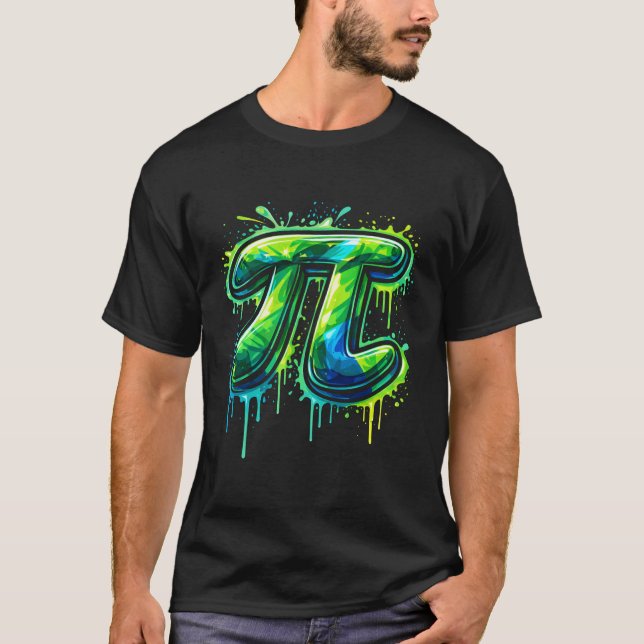 Camiseta Símbolo Pi Grafite Tinta Spray Nerd de Matemática  (Frente)