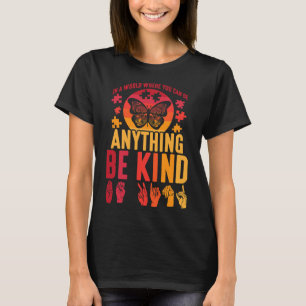 Camiseta Símbolo Quebra-cabeça de linguagem surda borboleta