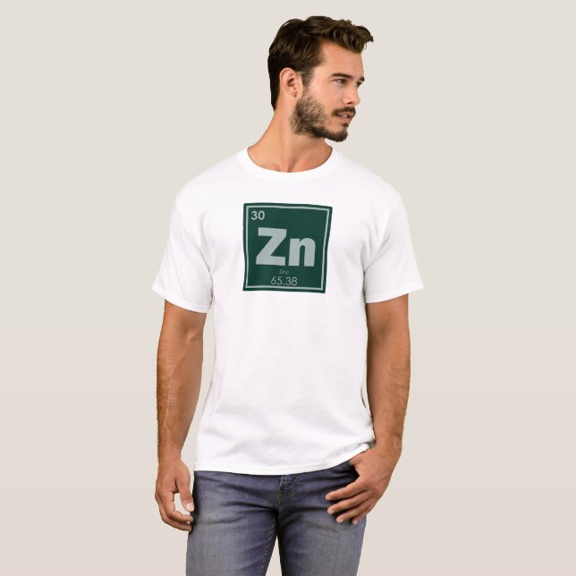 Camiseta Símbolo químico de zinco fórmula química: (Frente Completa)