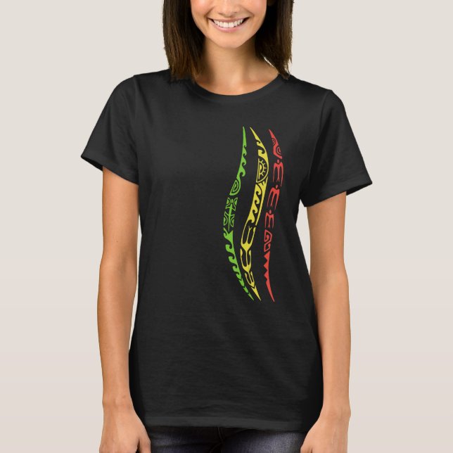 Camiseta Símbolo Reggae Ondas Padrão Cultura Maori Tribal N (Frente)