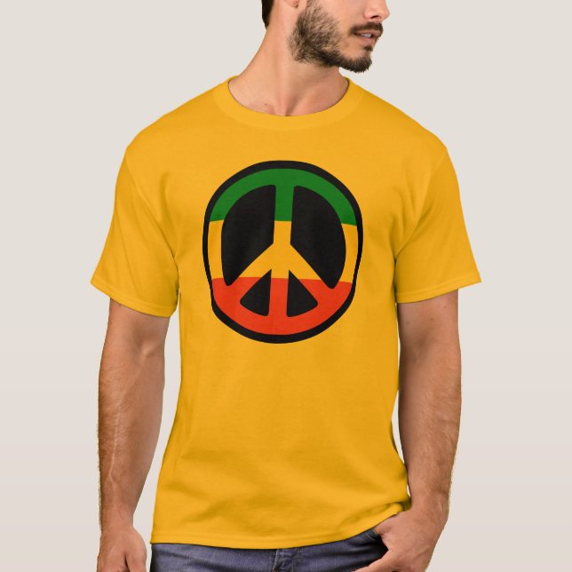 Camiseta Símbolo Reggae Peace - Rastafara - Jah Army Shirt (Frente)