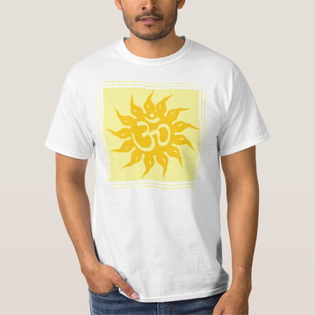 Camiseta Símbolo religioso indiano: OM e Surya (Frente)