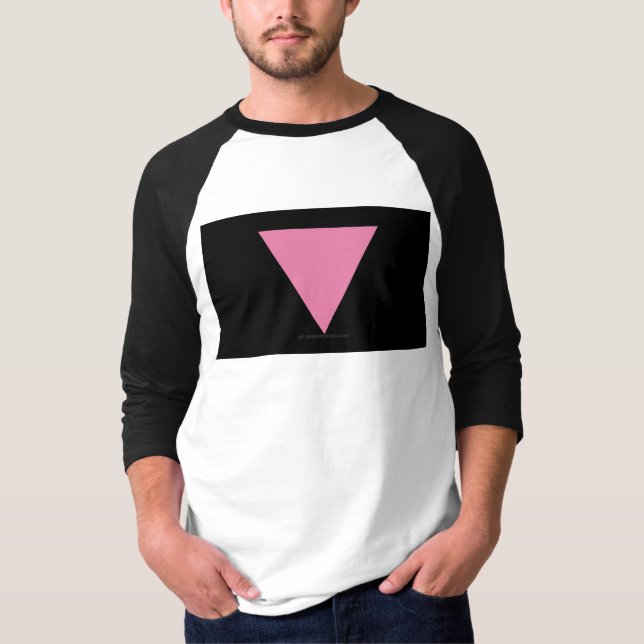 Camiseta Símbolo rosa brilhante do triângulo rosa do Slippe (Frente)