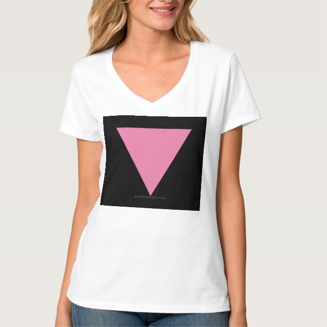 Camiseta Símbolo rosa brilhante do triângulo rosa do Slippe (Frente)