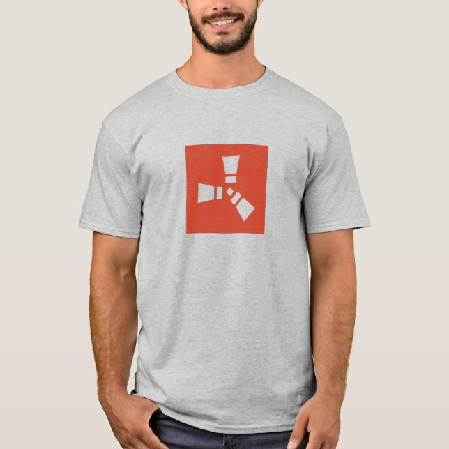 Camiseta Símbolo RUST Claro sobre Vermelho (Frente)