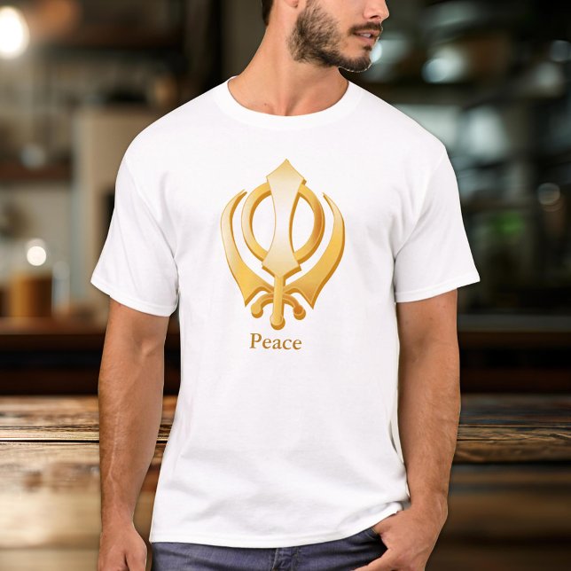Camiseta Símbolo Sikh (Gold Khanda, symbol of the Sikh religion. Customize with your name, organization, event or message. )