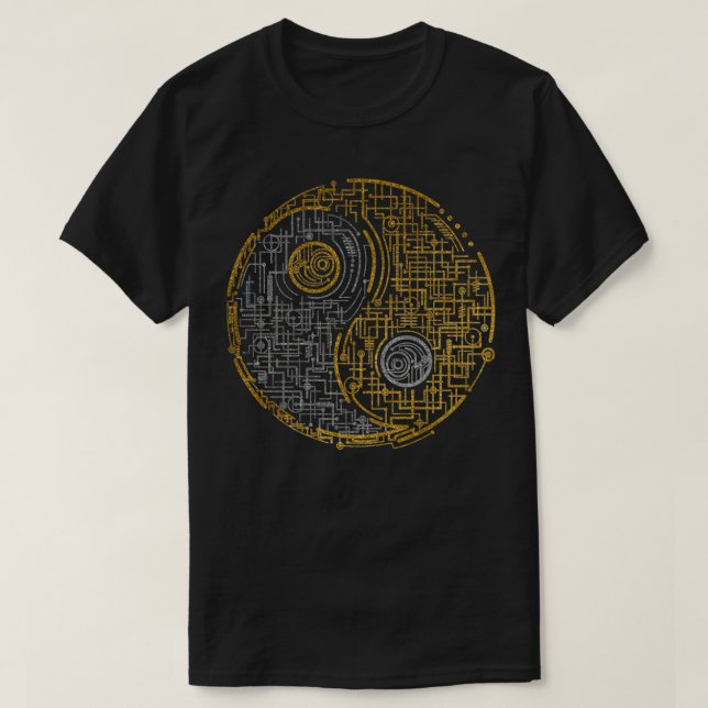Camiseta Símbolo Silver e Yin Yang Dourado (Frente do Design)
