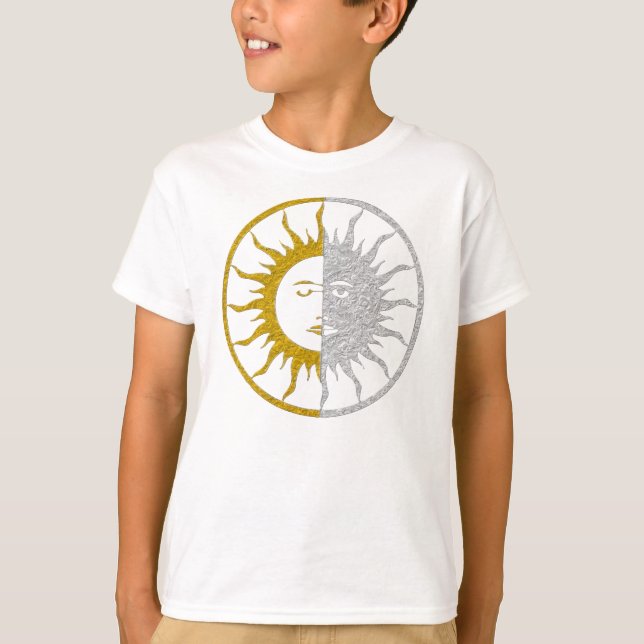 Camiseta Símbolo SUN & MOON - prata dourada (Frente)