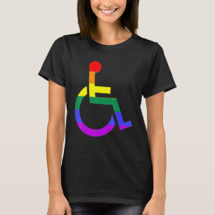 Camiseta Símbolo T da cadeira de rodas arco-íris
