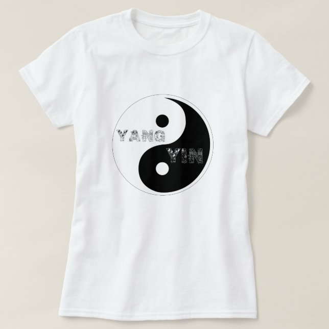 Camiseta Símbolo Taijitu Yin circular e Yang a branco (Frente do Design)