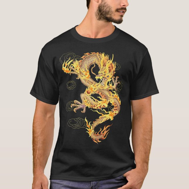 Camiseta Símbolo Tradicional de Dragão Chinês De Potência E (Frente)
